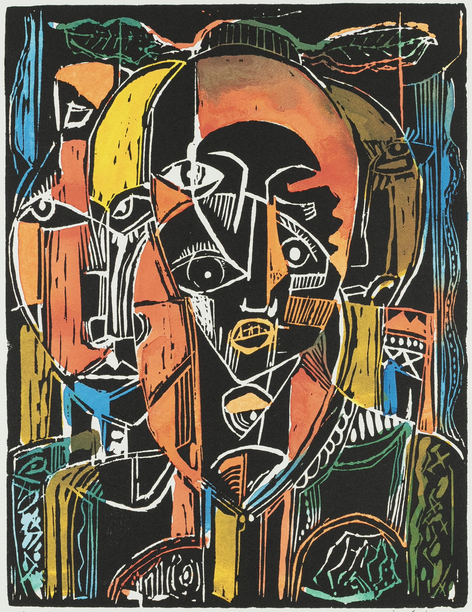 David Driskell, 1931-2020, Mask Series II: David Driskell1931-2020Mask Series II2019relief print15 x 1118 x 14 inchessigned, dated, titled and numbered, 10/50