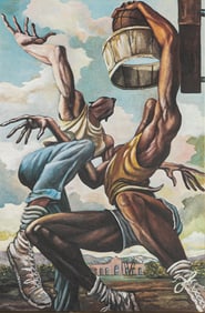 Ernie Barnes, 1938-2009, In the Paint, Olympic Basketball