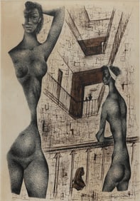 Eldzier Cortor, 1916-2015, untitled, Figure Composition