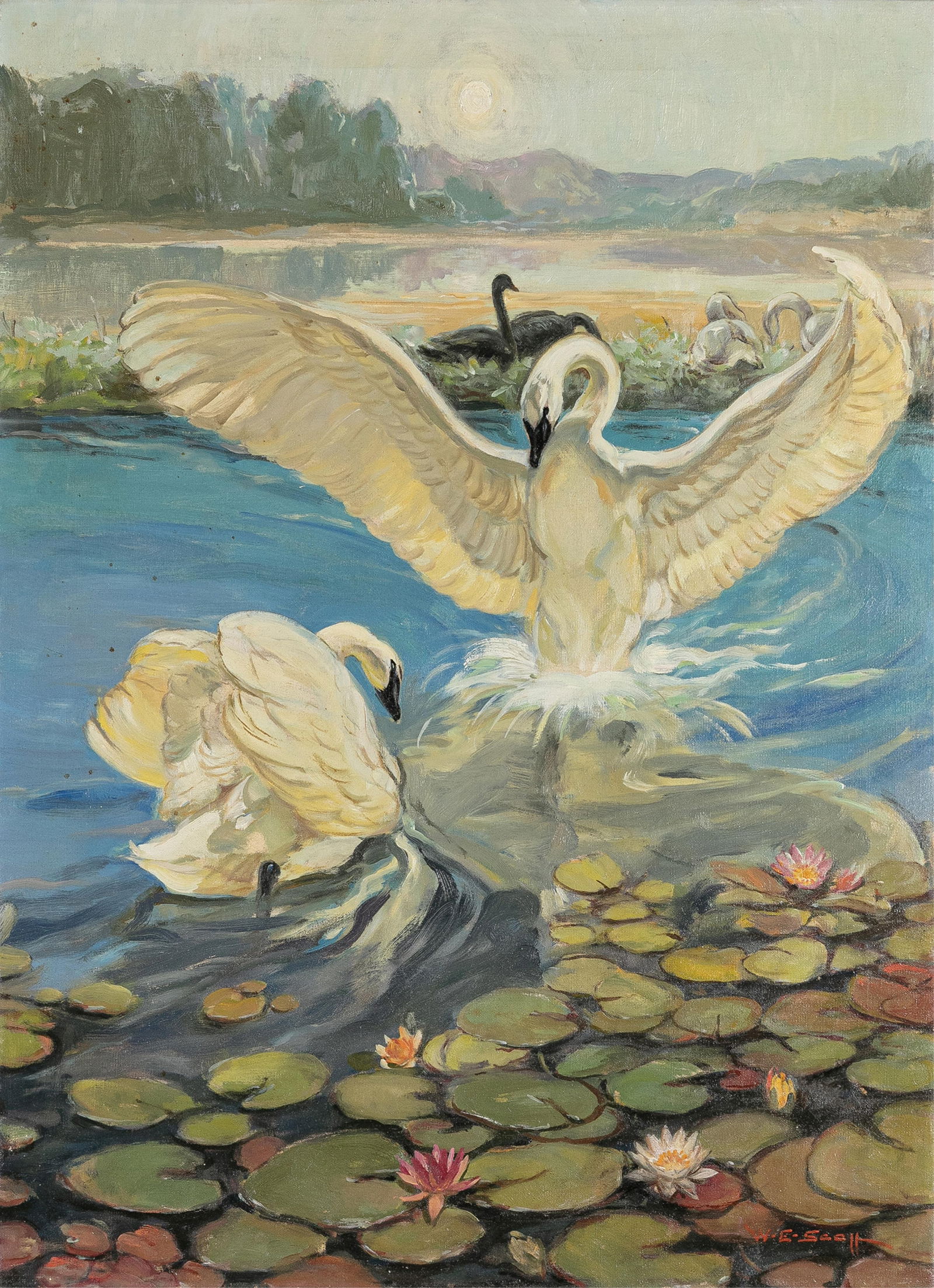William Edouard Scott, 1884-1964, untitled, Swans: William Edouard Scott1884-1964untitled, Swansc. 1940oil on canvas30 x 22 inchessigned