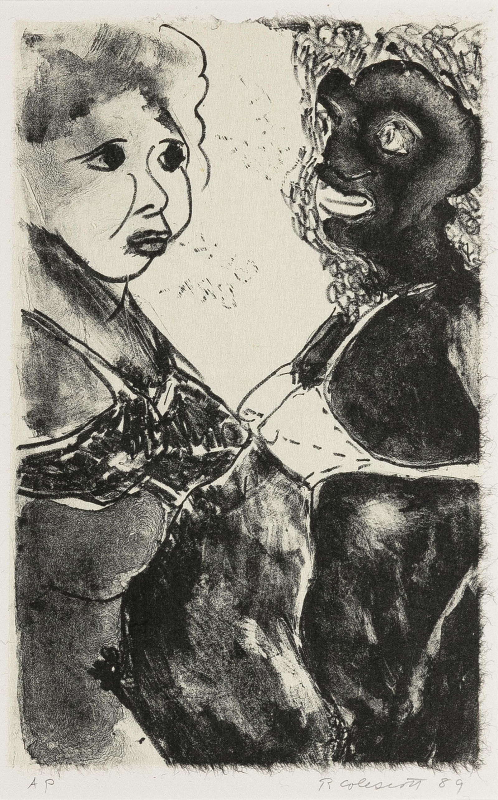Robert Colescott, 1925-2009, untitled: Robert Colescott1925-2009untitled1989lithograph9-1/2 x 6-1/4 inches (image), full marginssigned, dated, with APblindstamp
