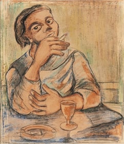 Charles Sebree (attribution), 1914-1985, untitled, Woman at a Table