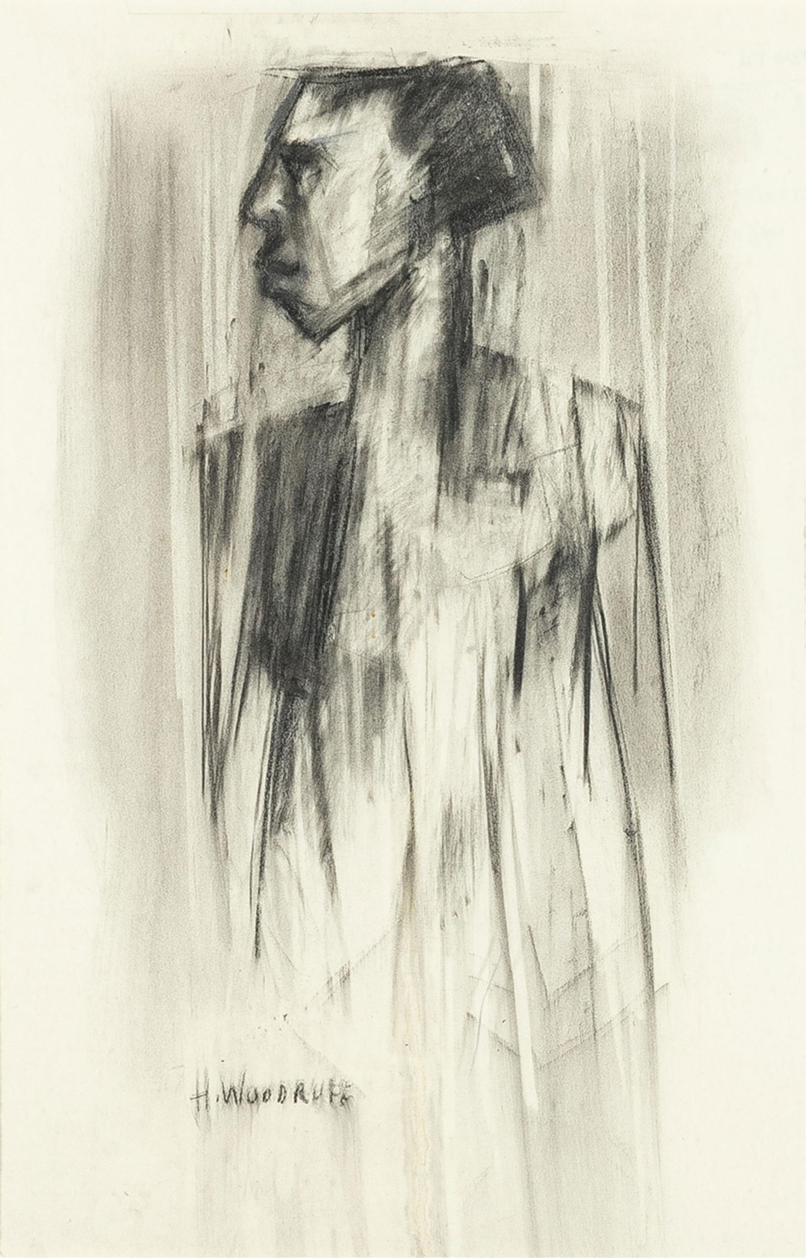 Hale Aspacio Woodruff, 1900-1980, untitled, Torso: Hale Aspacio Woodruff1900-1980untitled, Torsoc. 1970charcoal drawing on paper21 x 12-1/2 inches (image)signedThis drawing relates to a painting titled, Torso, pictured in Hale Woodruff, 50
