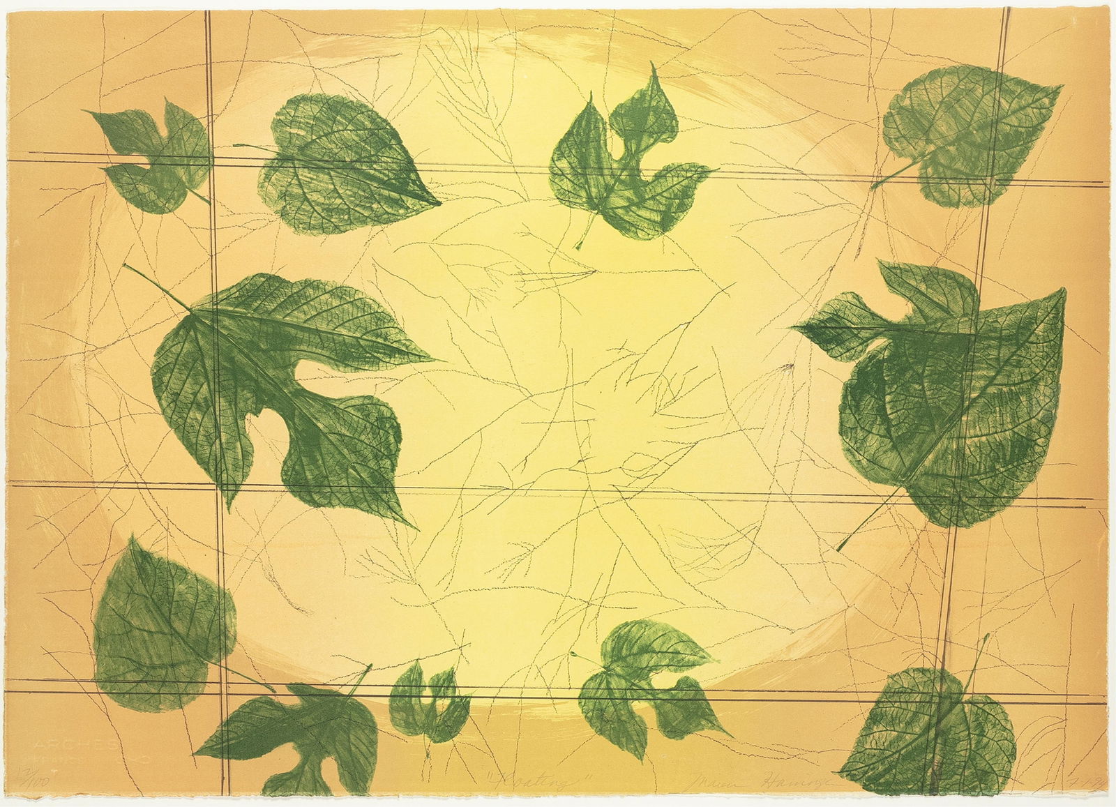 Maren Hassinger, b. 1947, Floating: Maren Hassingerb. 1947Floating1994offset lithograph21-1/2 x 30 inchessigned, dated (7-1-94), titled and numbered 12/100label verso from Rabbet Galleries, NJ