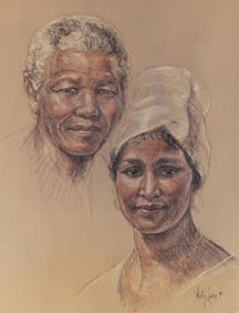 Artis Lane, b.1927, Portrait of Nelson and Winnie Mandela