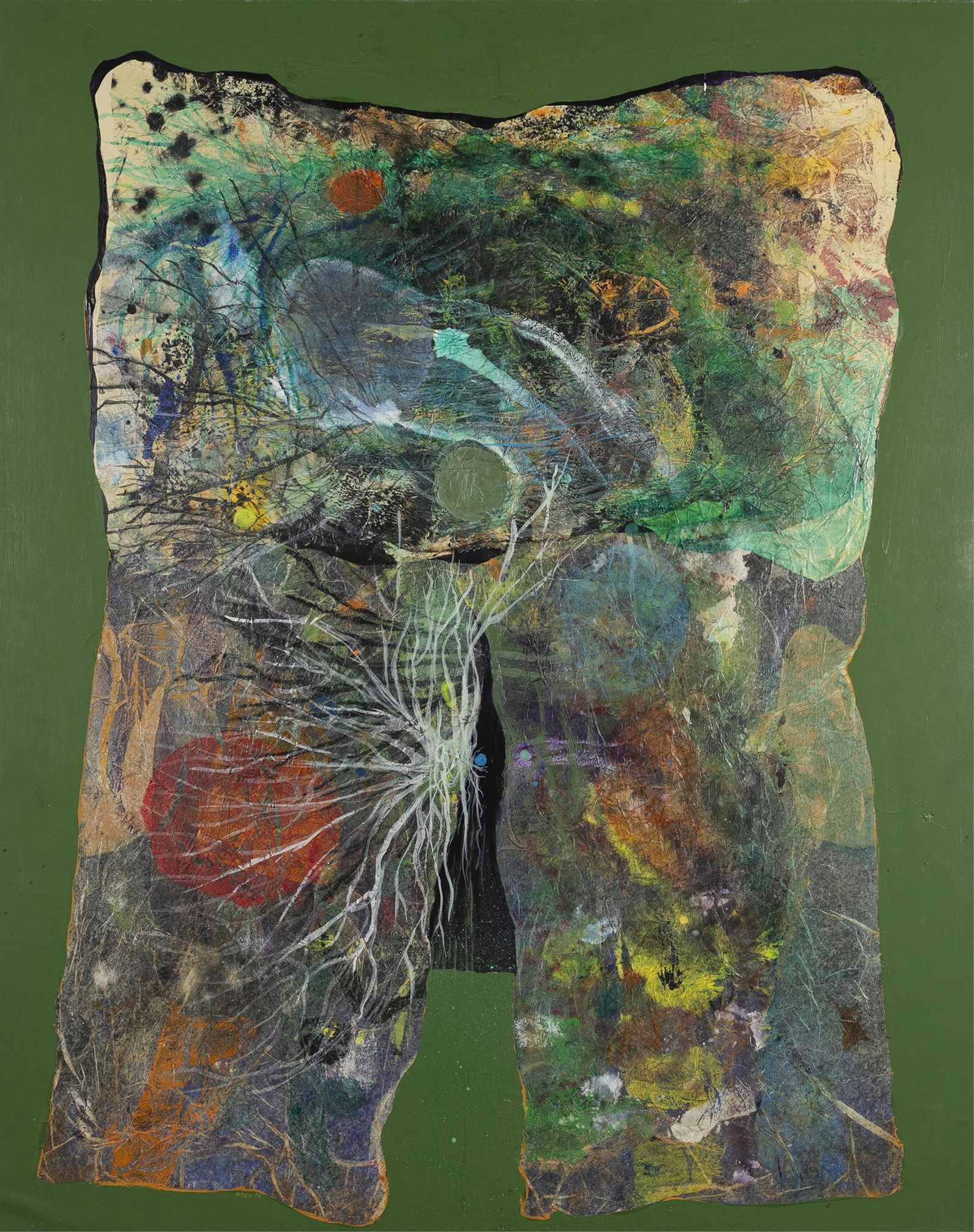 Freddie Styles, b. 1944, untitled: Freddie Stylesb. 1944untitled1975mixed media with collage elements40 x 30-1/2 inchessigned and datedProvenance: private collection, Baltimore, MDThis is an important, early example o