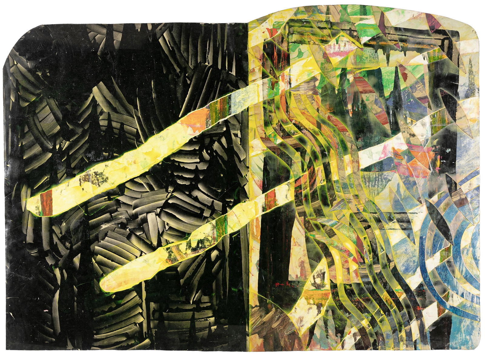 Alvin Demar Loving, 1935-2005, Life Rush: Alvin Demar Loving1935-2005Life Rush1986mixed media, collage and varnish on wove paper42 x 57 inchessigned, dated, and titledProvenance: The artist, Robert Blackburn Printmaking Workshop,