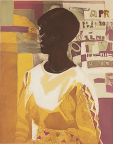 Ernest Crichlow, 1914-2005, Young Lady in Yellow Dress