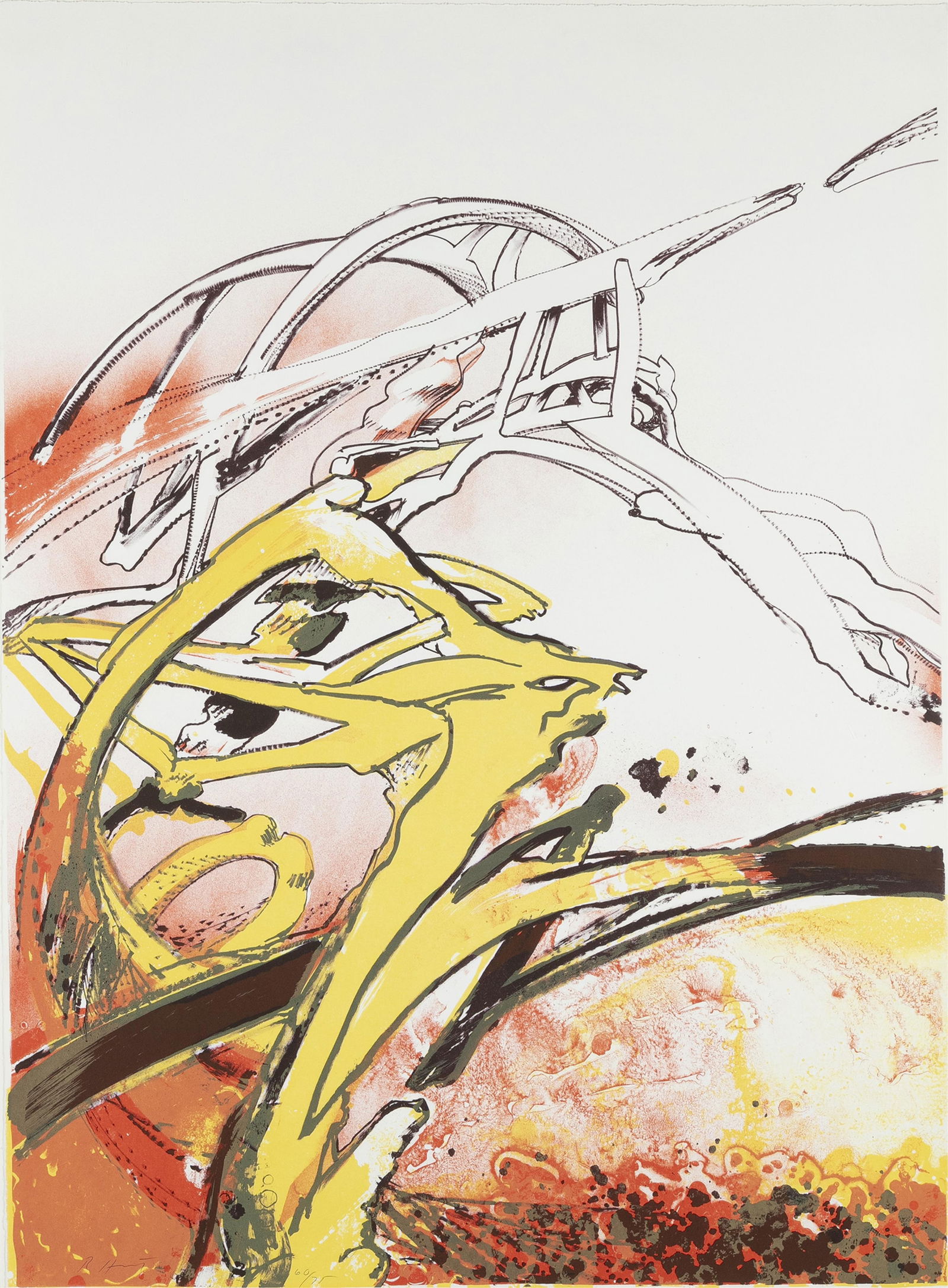 Richard Hunt, 1935-2023, Over Wisdom Bridge: Richard Hunt1935-2023Over Wisdom Bridge1987color Lithograph40-3/4 x 30 inchessigned and numbered, 60/75Illustrated: Richard Hunt , Gregory R. Miller & Co, p. 248