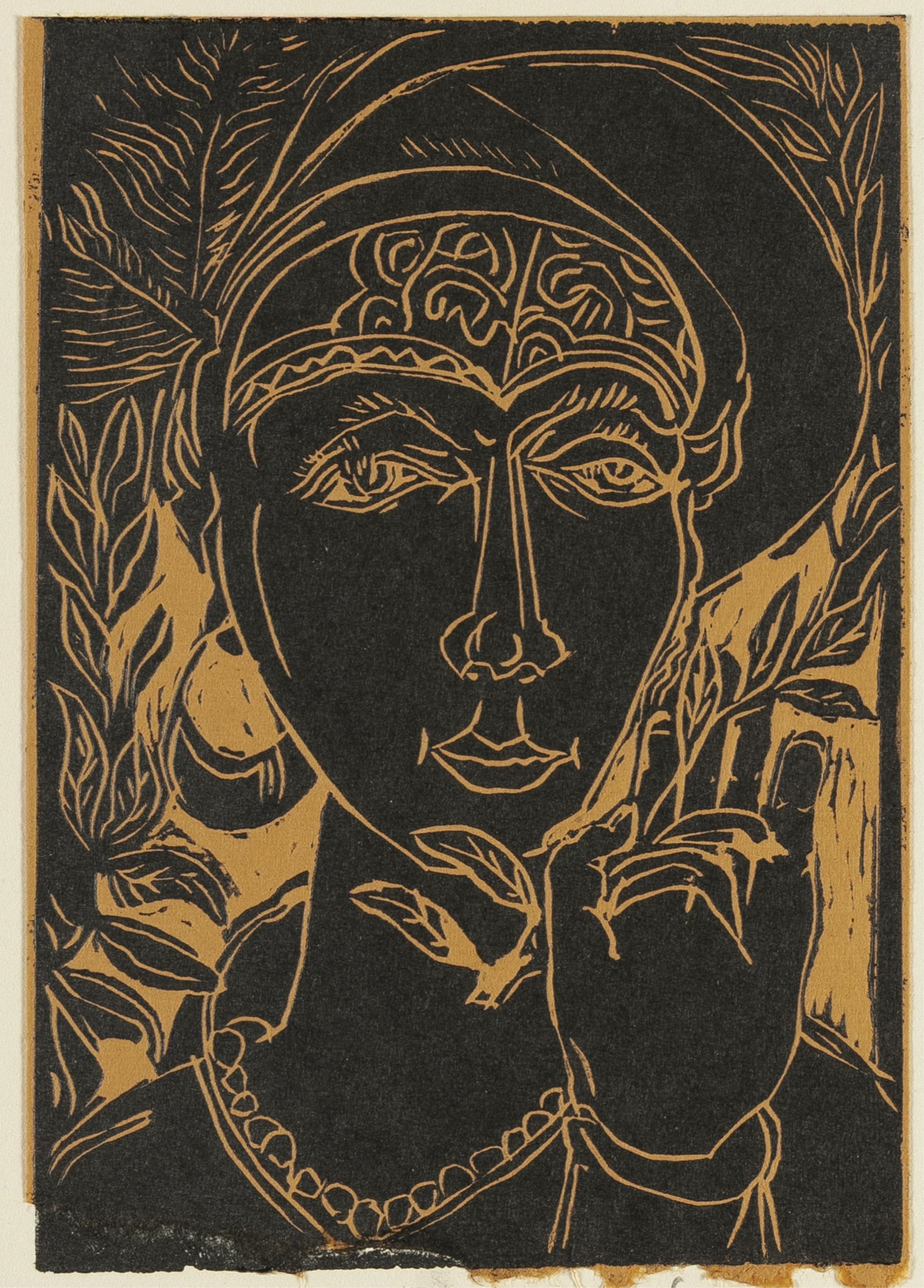 David Driskell, 1931-2020, Palmist II: David Driskell1931-2020Palmist II2019woodblock print and collage7 x 5 inches (image), mounted to a sheet of cream wove paper (15 x 11 inches)signed, dated, titled and numbered P/D 2Very un