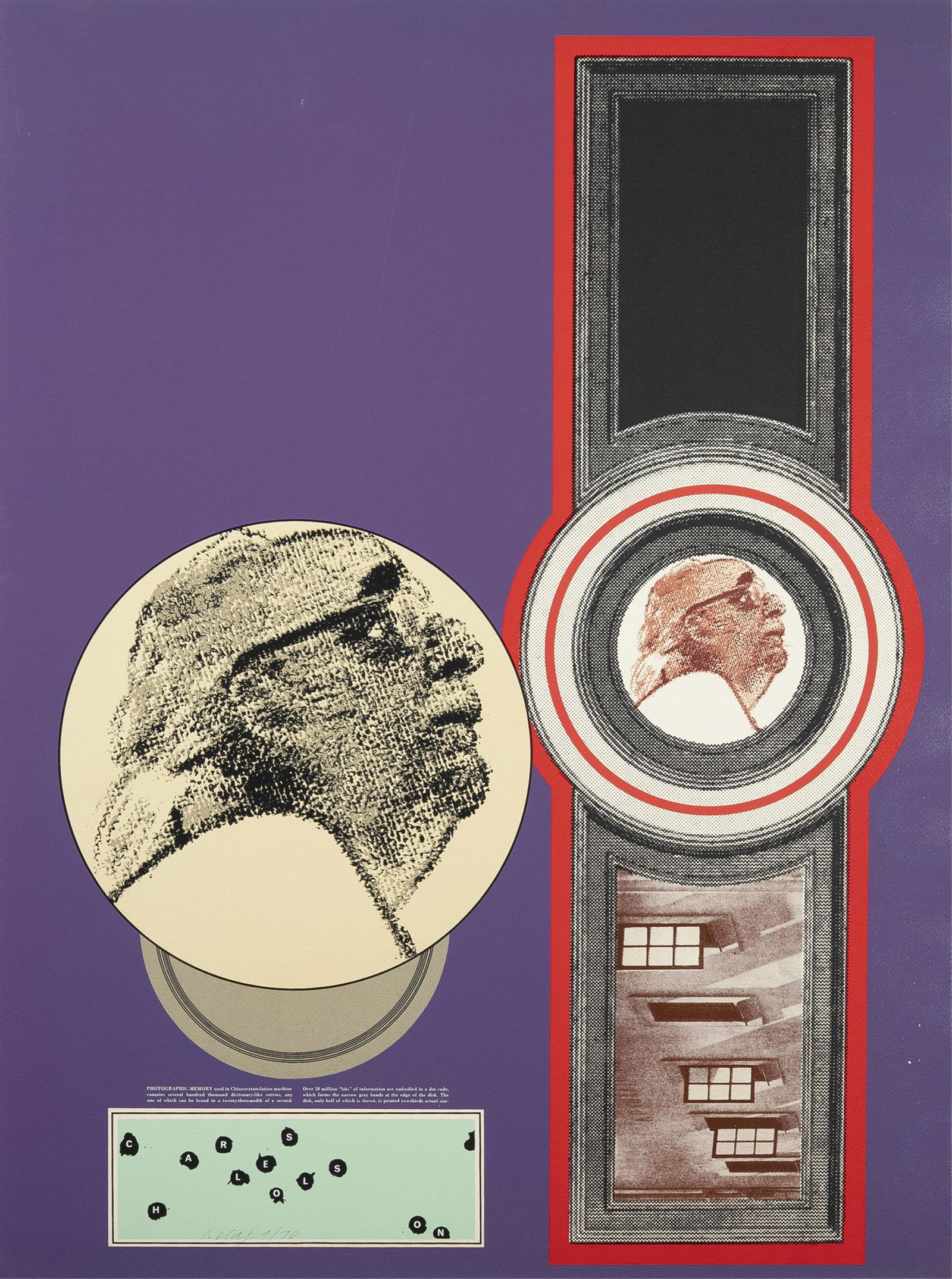 Ronald Brooks (R.B.) Kitaj, American 1932-2007, Photographic Memory: Ronald Brooks (R.B.) KitajAmerican, 1932-2007Photographic Memory1969color screenprint, collage of cut offset photo-lithographs30 x 22-1/2 inchessigned and numbered 9/70printed by Kelpra Studio,