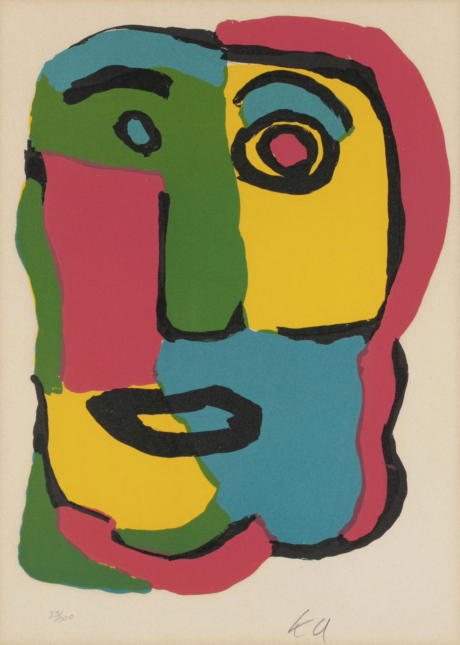 Karel Appel, Dutch 1921-2006, Untitled (Face) (1 of 2)