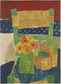 Guy Bardone, French 1927-2015, Still Life with Chair and Sunflowers