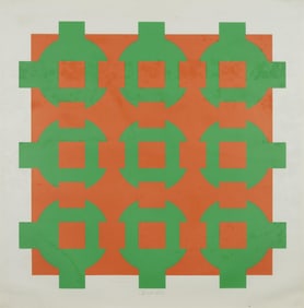 Victor Vasarely, French/Hungarian 1906-1997, Orange and Green (from the Constellation series)