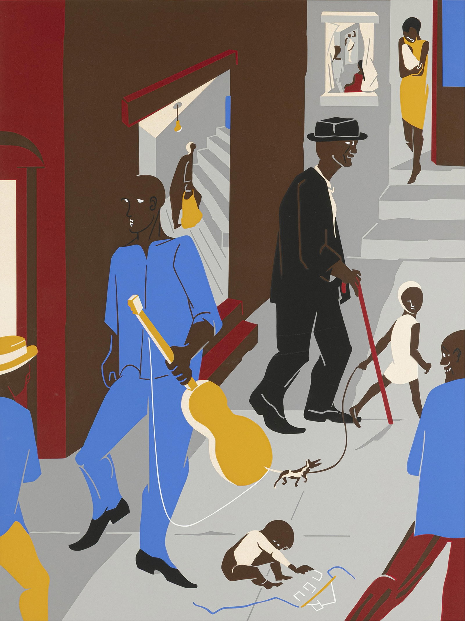Jacob Lawrence, 1917-2000, People In Other Rooms (Harlem Street Scene) (1 of 2)