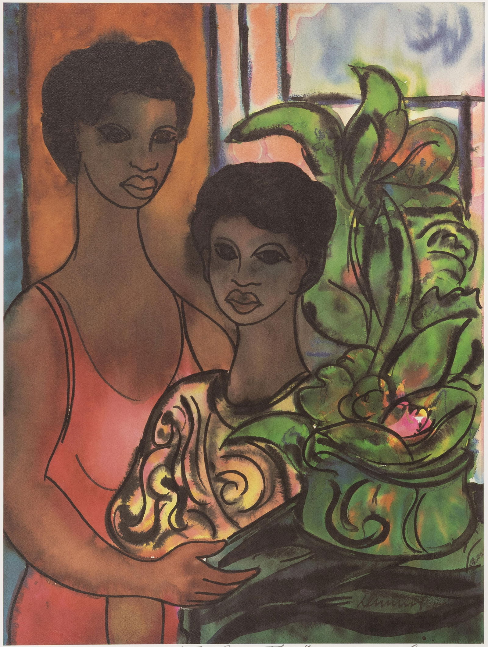 James Denmark, b. 1936, Two Generations: James Denmarkb. 1936Two Generationsc. 1980color lithograph24 x 17-3/4 inches (image)28 x 22 inches (sheet)signed, titled, with A/P; blind stamp: Denmark