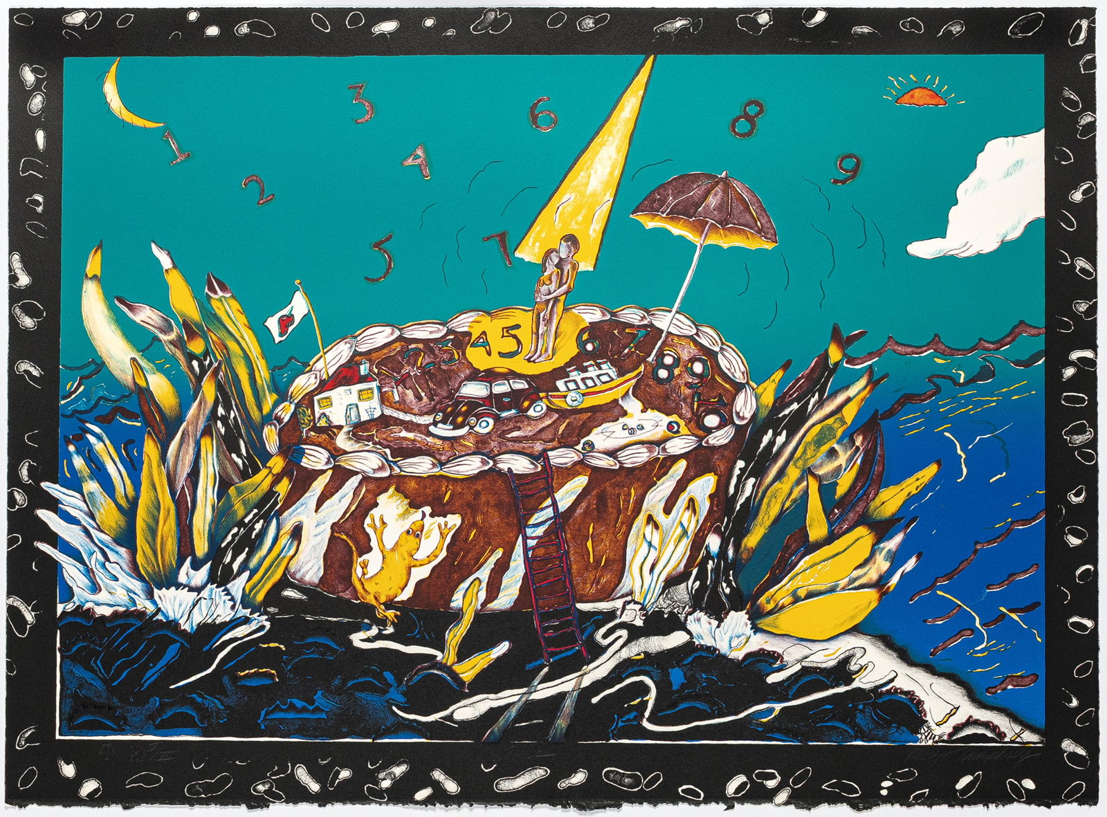 Margo Humphrey, b. 1942, Time: Margo Humphreyb. 1942Timec. 1990color lithograph22-1/8 x 29-7/8 inches (sheet)signed, titled, numbered, edition of 25, AP I/VIIProvenance: James T. Parker Art Trust Collection, Chicago,