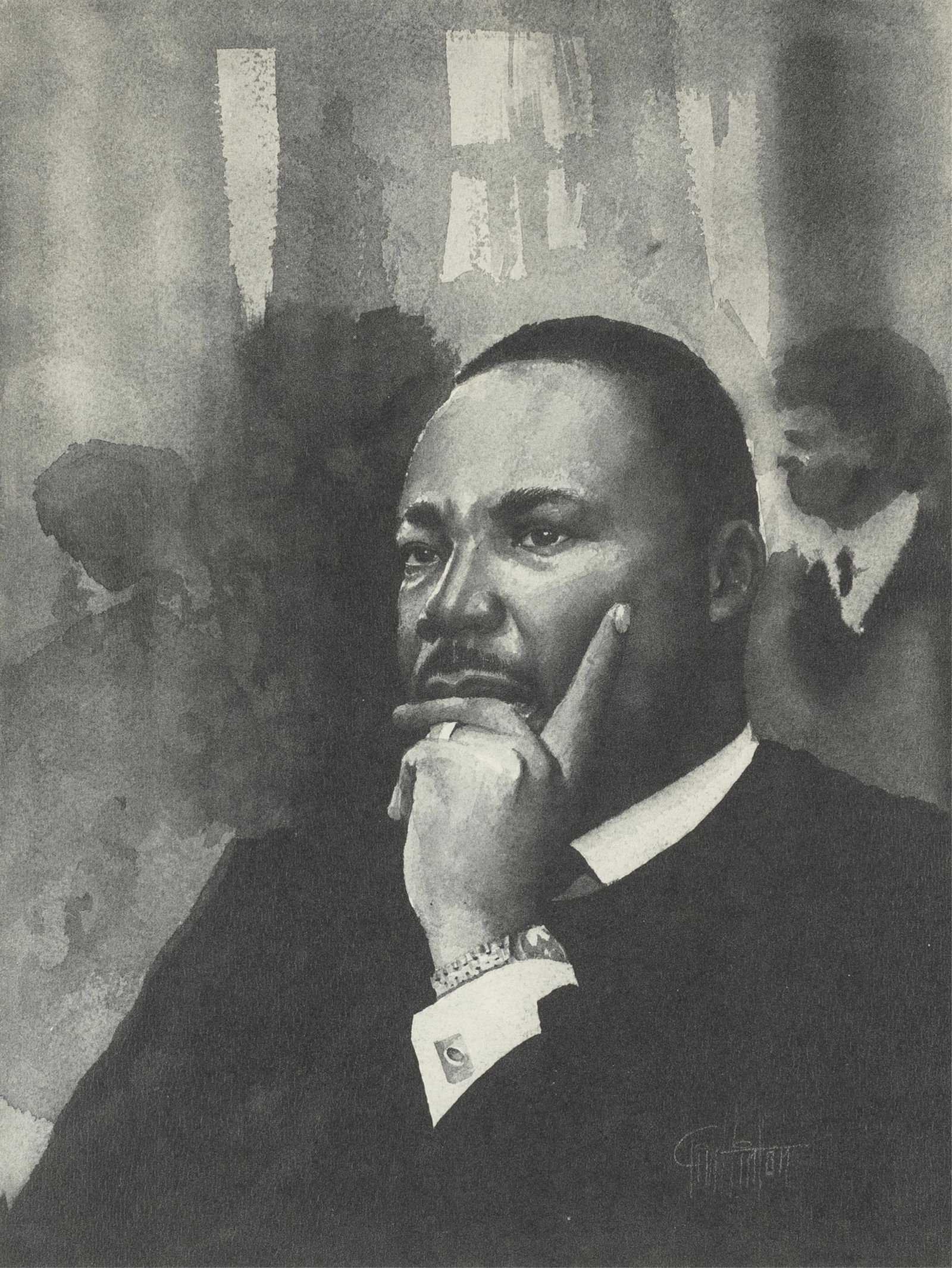 Tim Hinton, 20th century, lot of two works, Portrait of Frederick Douglass - 2