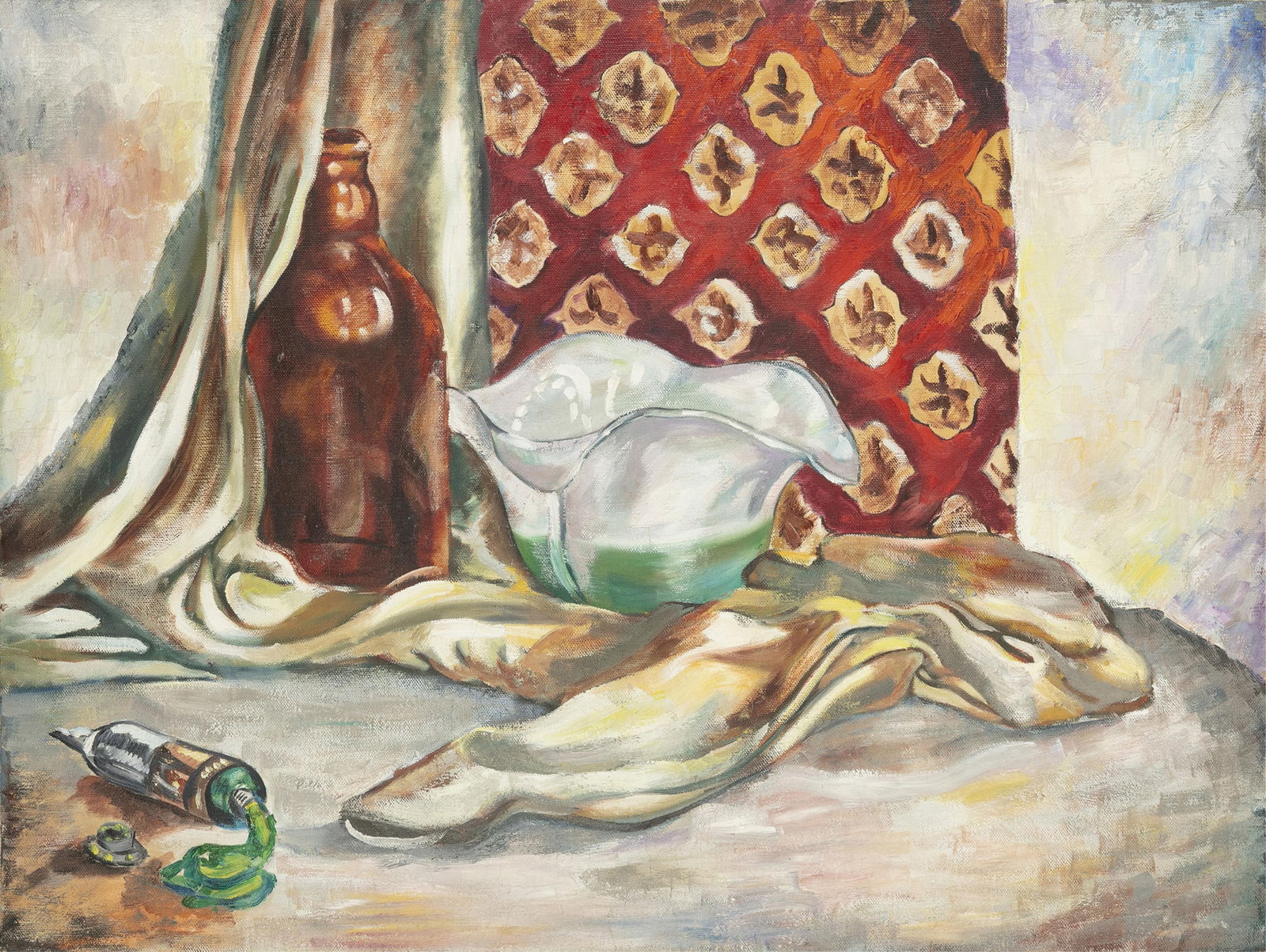 Albert Wells, 1920-2001, Tabletop Still Life: Albert Wells 1920-2001 Tabletop Still Life c. 1950 oil on canvas 18 x 24 inches signed on verso 