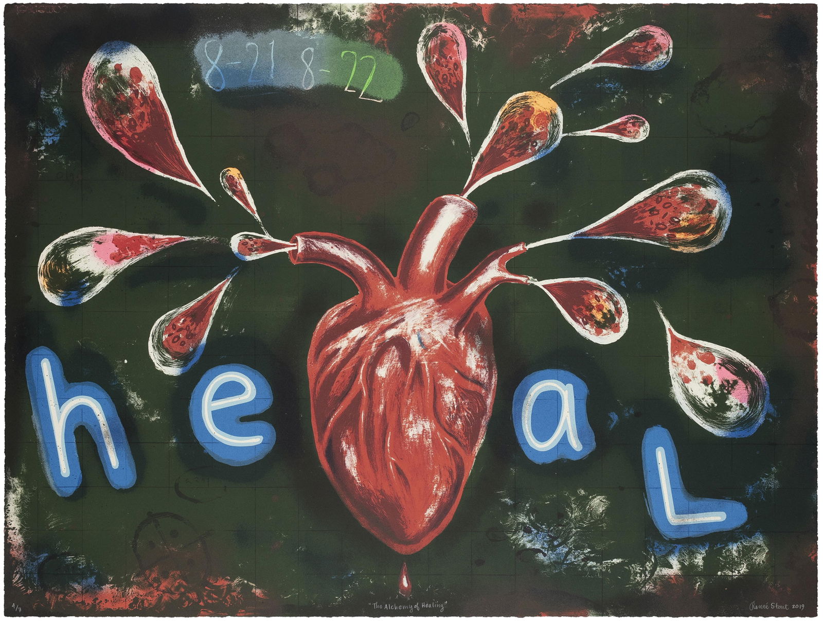 Renee Stout, b. 1958, Alchemy of Healing: Renee Stoutb. 1958Alchemy of Healing2019color lithograph29 x 38-3/4 inchessigned, dated and numbered 7/9printed by Bedrock Editions, published by Zanatta Editions