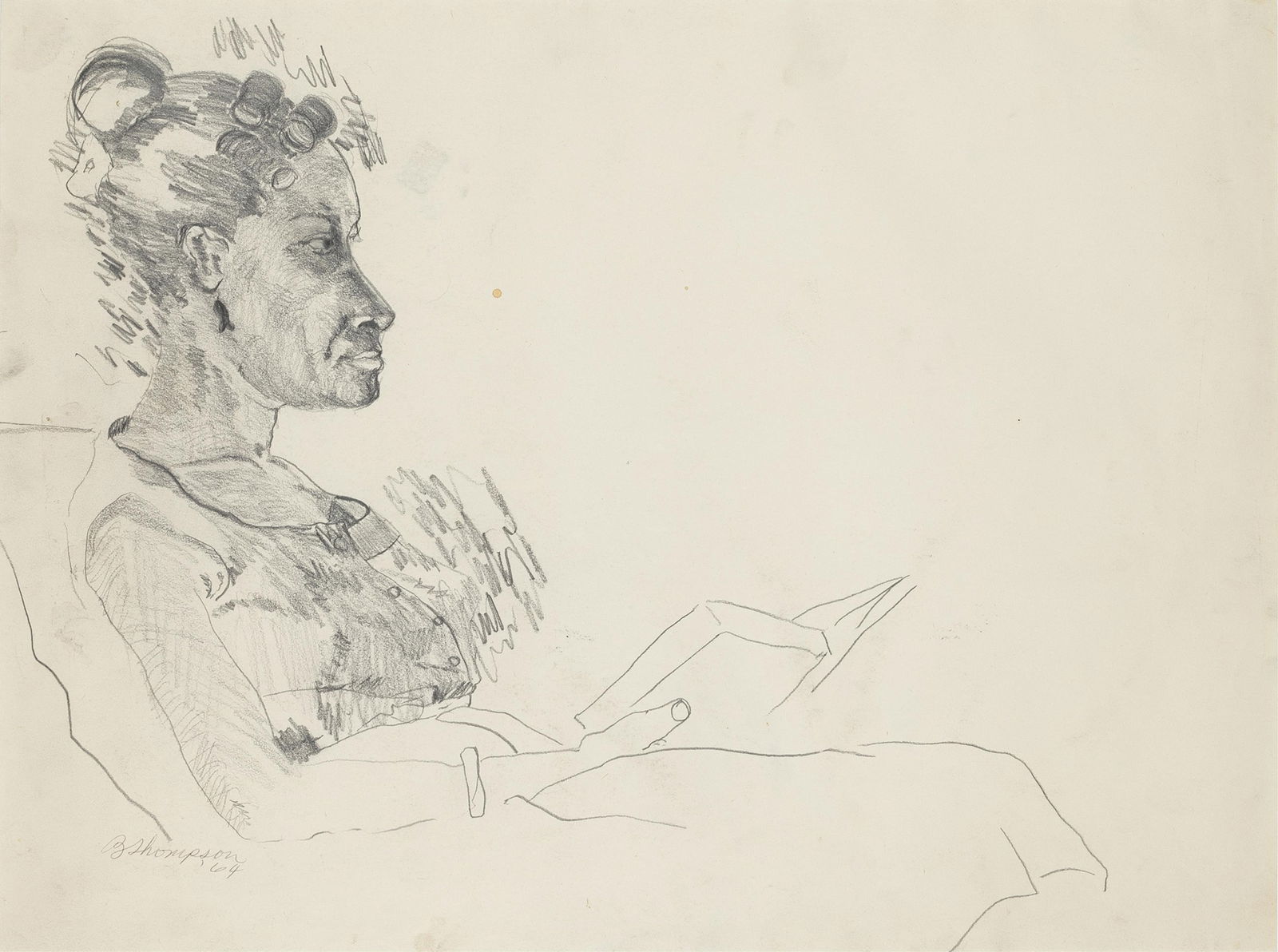 Bob Thompson, 1937-1966, Untitled, Woman Reading a Book: Bob Thompson1937-1966Untitled, Woman Reading a Book1964Pencil on cream wove paper14-1/2 x 19-1/2 inches (image)signed and dated