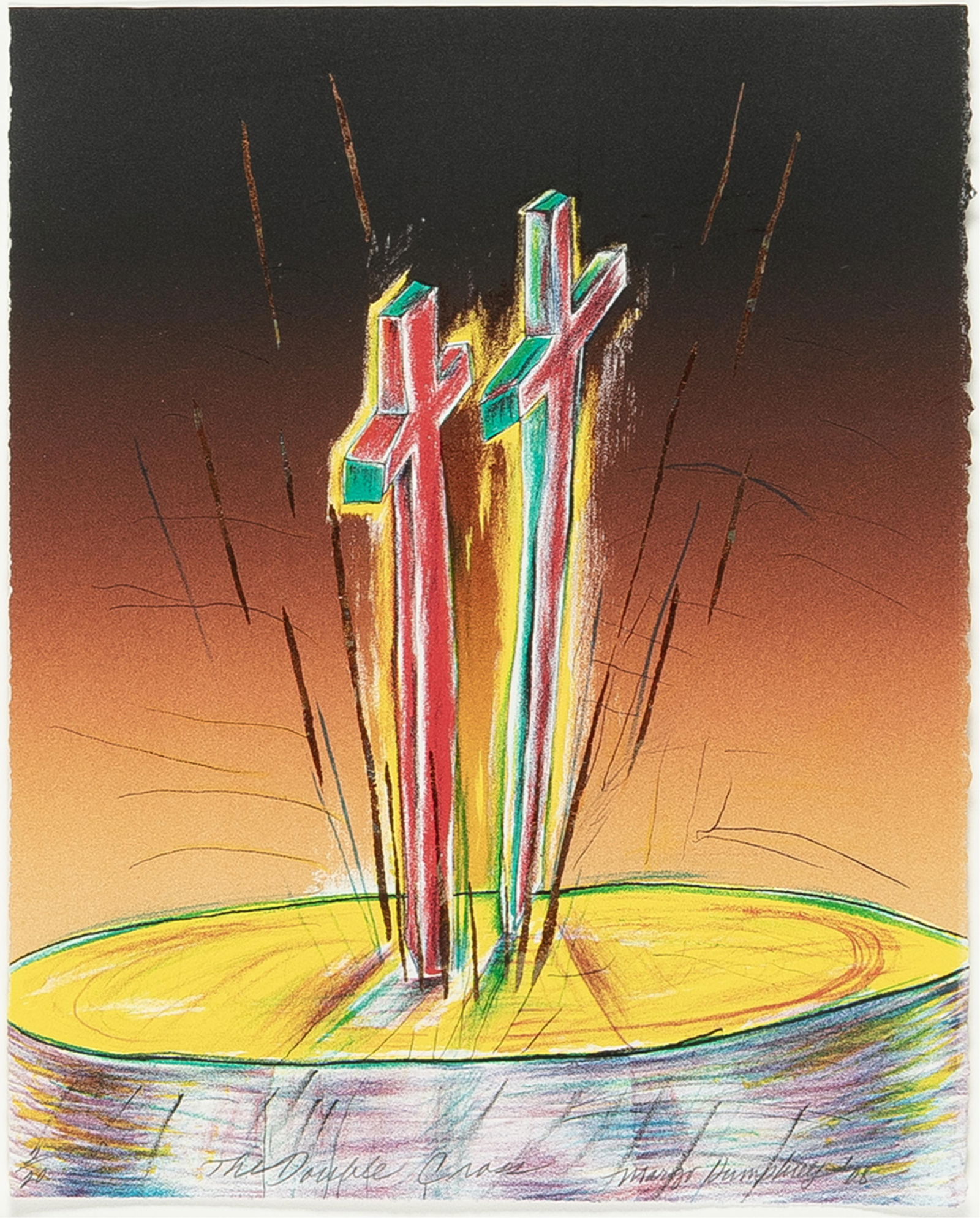 Margo Humphrey, b. 1942, The Double Cross: Margo Humphreyb. 1942The Double Cross2008color lithograph14-1/4 x 11-1/4 inches (sheet)signed, titled, dated and numbered 2/20Provenance: James T. Parker Art Trust Collection, Chicago,