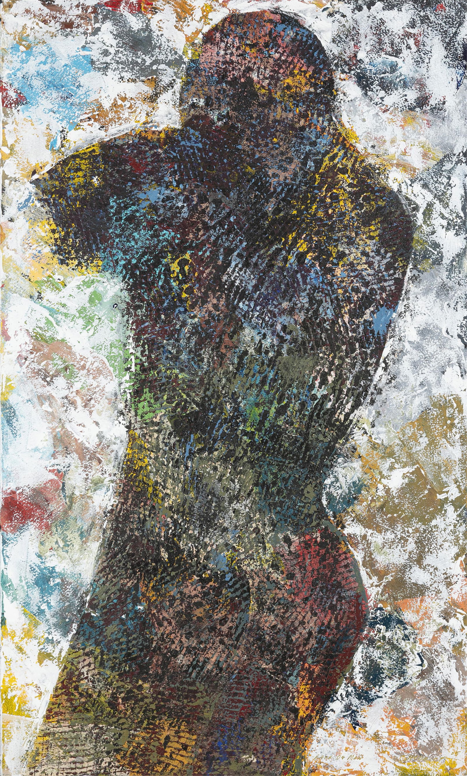 Deborah Shedrick, b. 1964, Back of Man: Deborah Shedrick b. 1964 Back of Man 2005 mixed media acrylic on black paper 30 x 18-1/4 inches signed, dated, and titled 