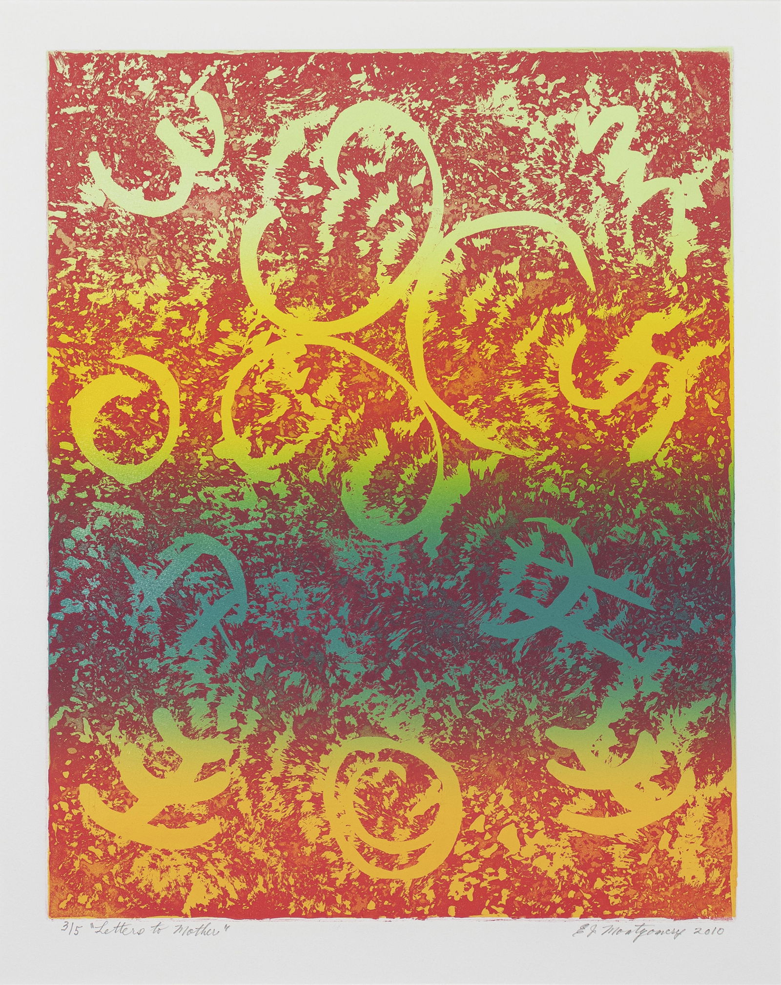 Evangeline J. Montgomery, 1930-2025, Letters to Mother: Evangeline J. Montgomery 1930-2025 Letters to Mother 2010 aquatint 19-1/2 x 15-1/2 inches signed, titled, dated, and numbered, 3/5 