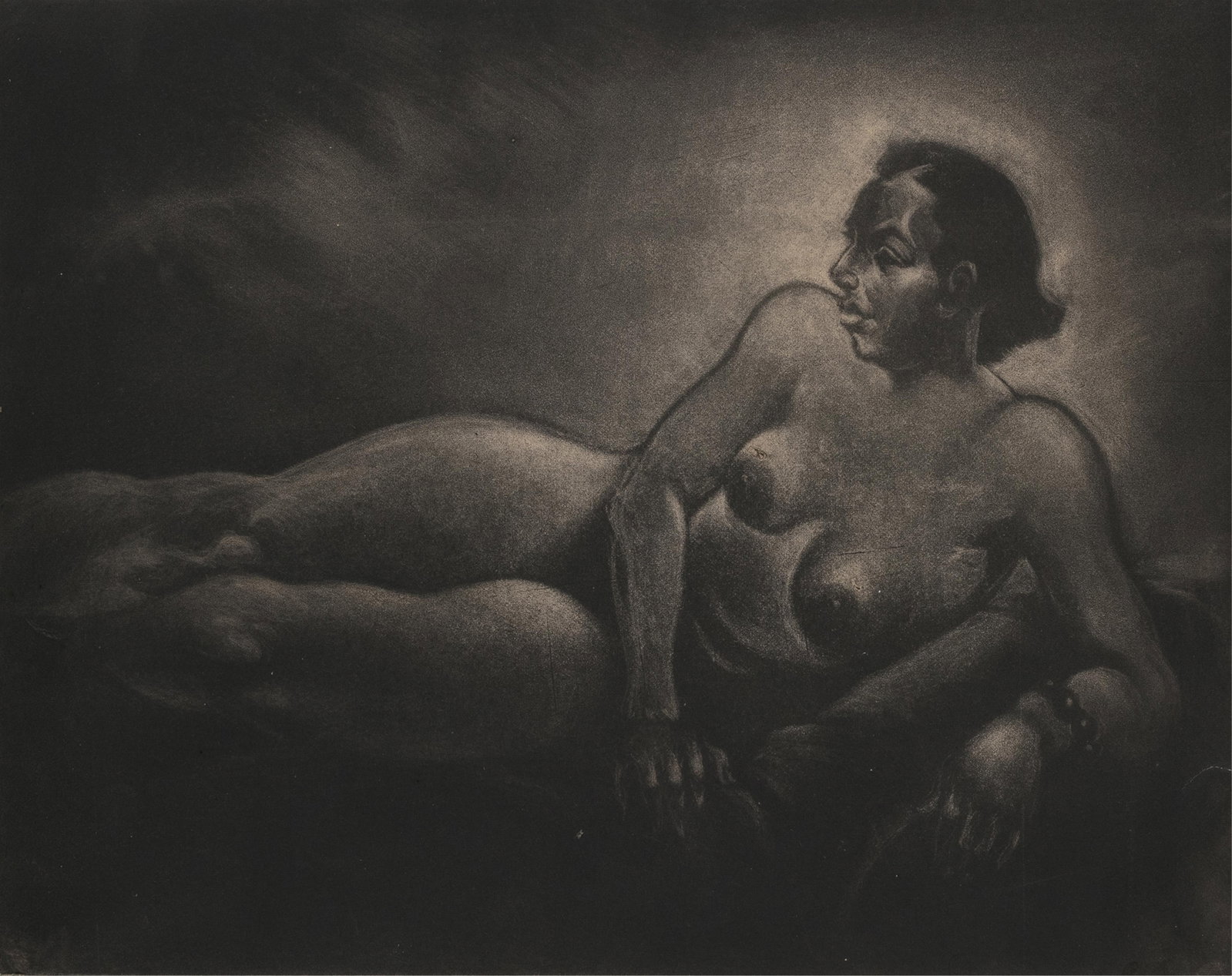 Dox Thrash, 1883-1965, Nude: Dox Thrash 1883-1965 Nude n.d. carborundum mezzotint 10 x 15 inches signed Illustrated: Dox Thrash, An African American Master Printmaker Rediscovered, John Ittmann, Philadelphia Museum of