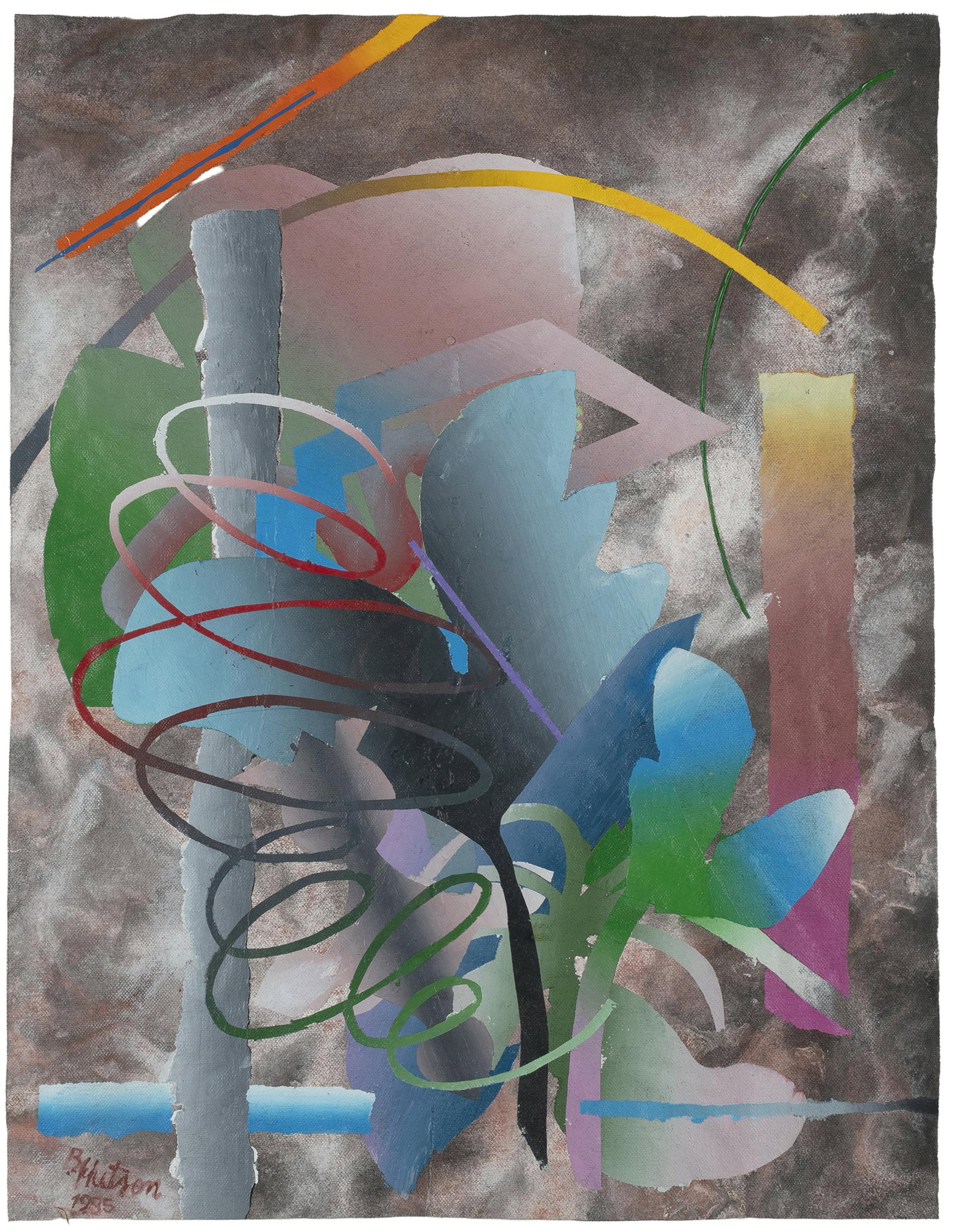 Bill Hutson, 1936-2022, Long Street Series #3: Bill Hutson 1936-2022 Long Street Series #3 1995 acrylic on canvas 16 x 12 inches signed and dated, titled exhibition label verso from The Studio Museum in Harlem Provenance: private collection, A