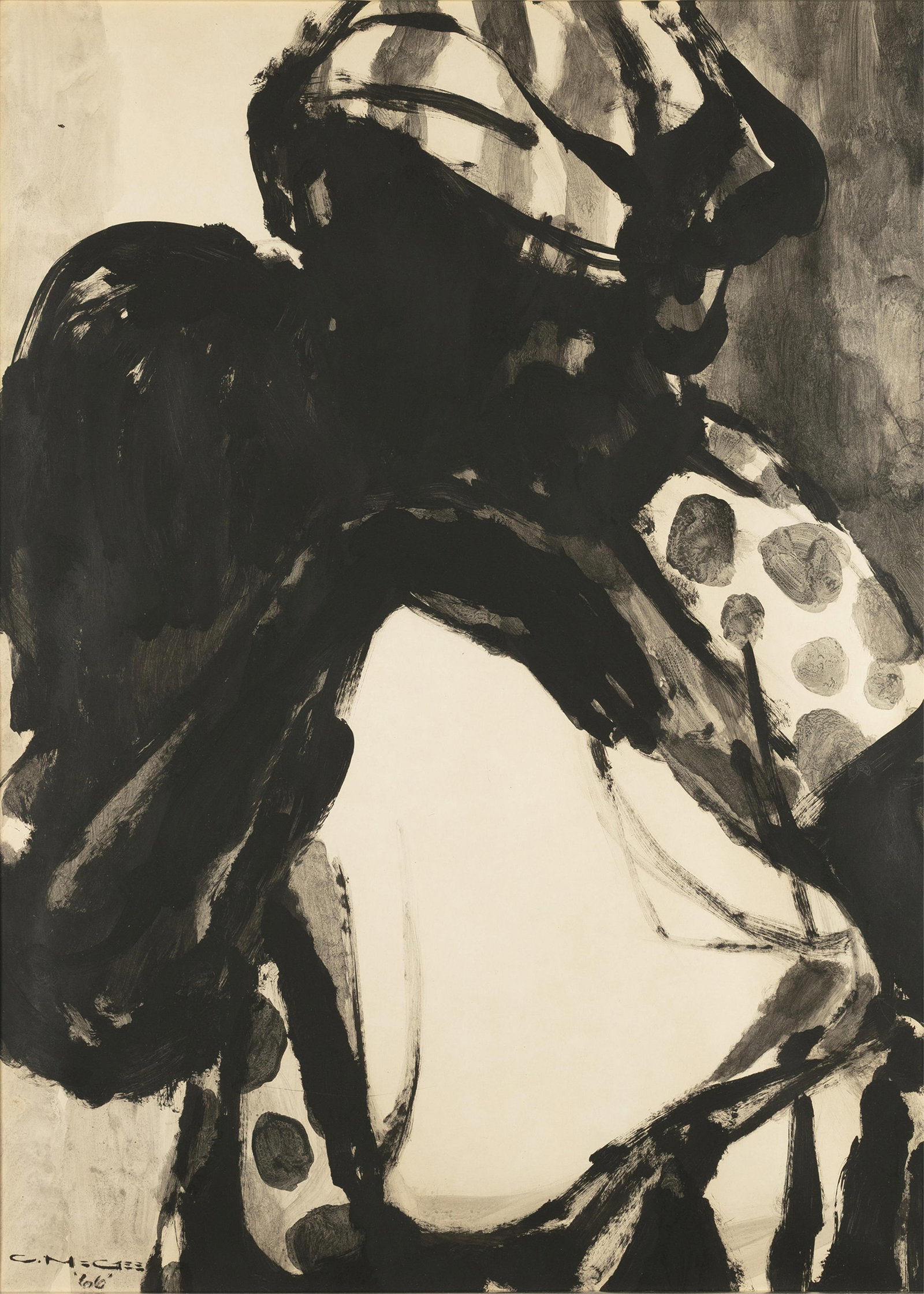 Charles McGee, 1924-2021, Mother and Child: Charles McGee 1924-2021 Mother and Child 1966 brush Ink and acrylic on paper 30 x 22 inches signed and dated