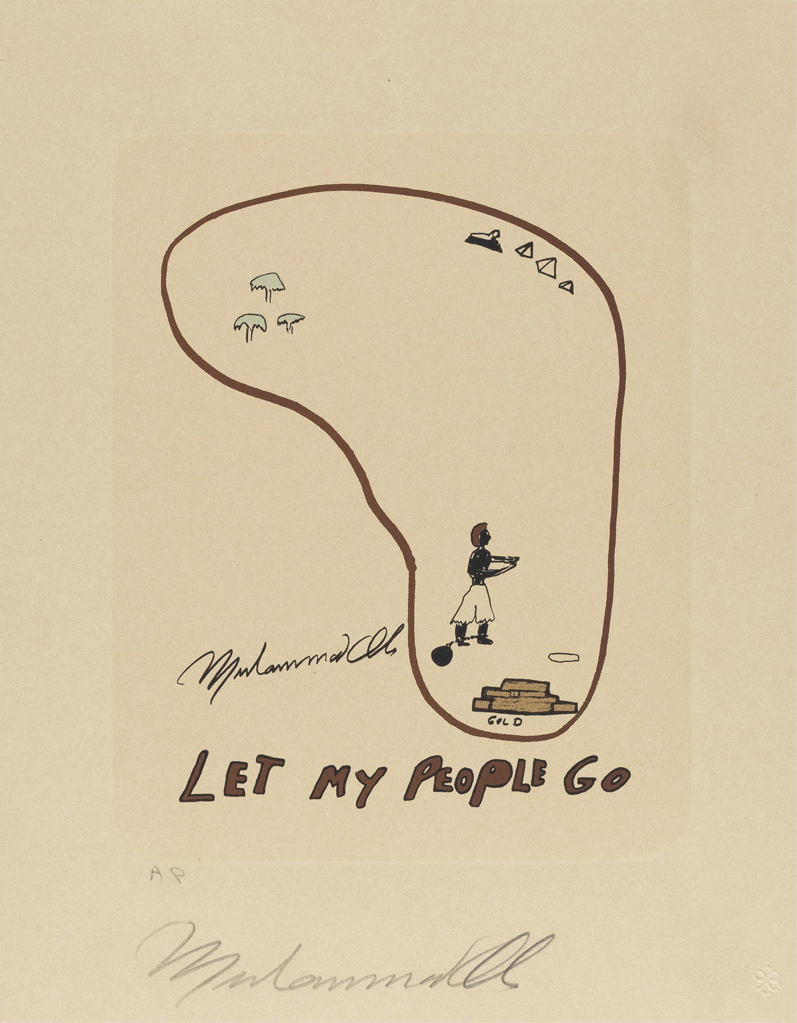 Muhammad Ali, 1942-2016, Let My People Go: Muhammad Ali 1942-2016 Let My People Go 1979 lithograph on cream wove paper 10 x 8-1/2 inches (image) 14 x 11 inches (sheet) signed and titled in the plate; signed in pencil, lower margin with AP