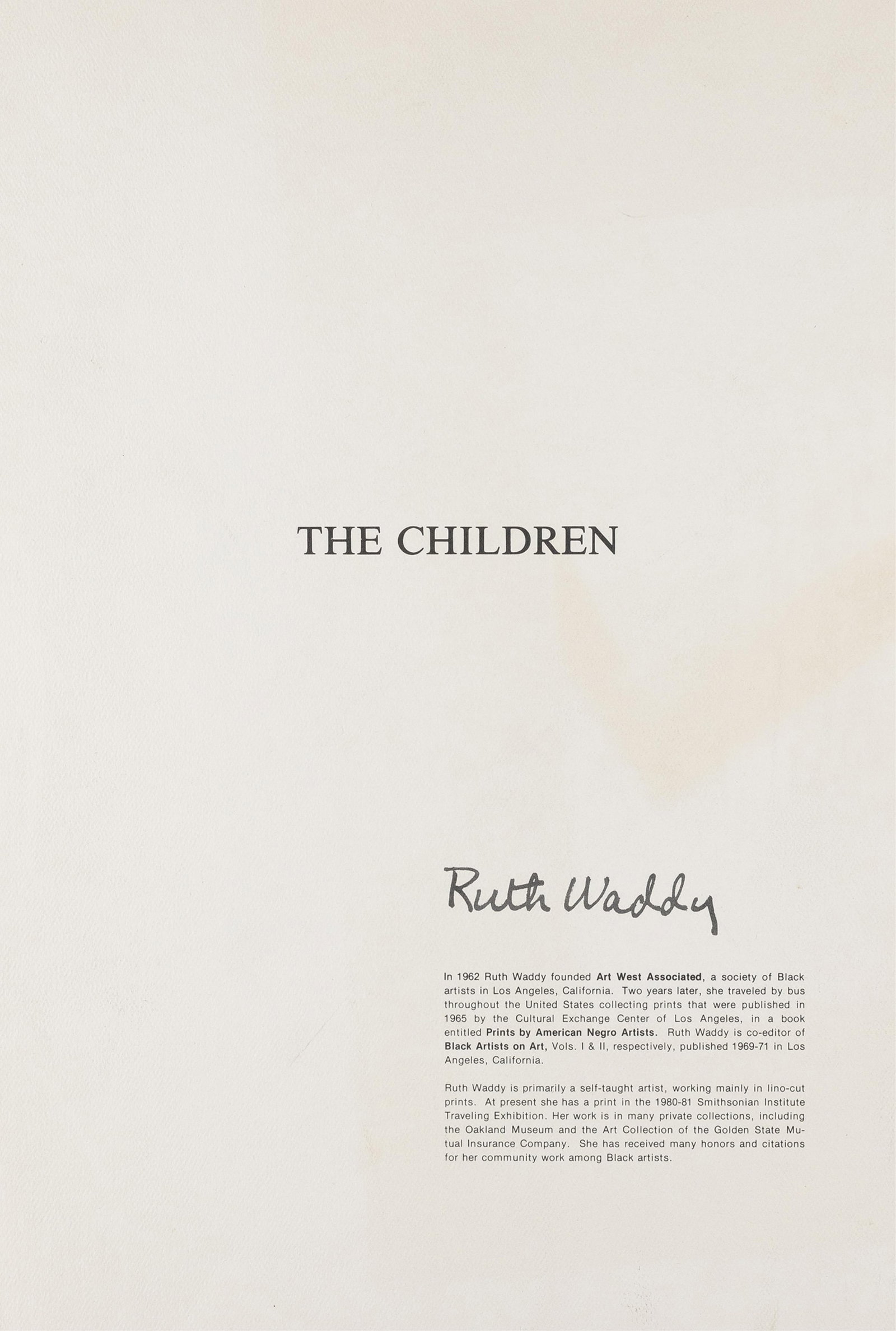 Ruth Waddy, 1909-2003, The Children Portfolio - 9