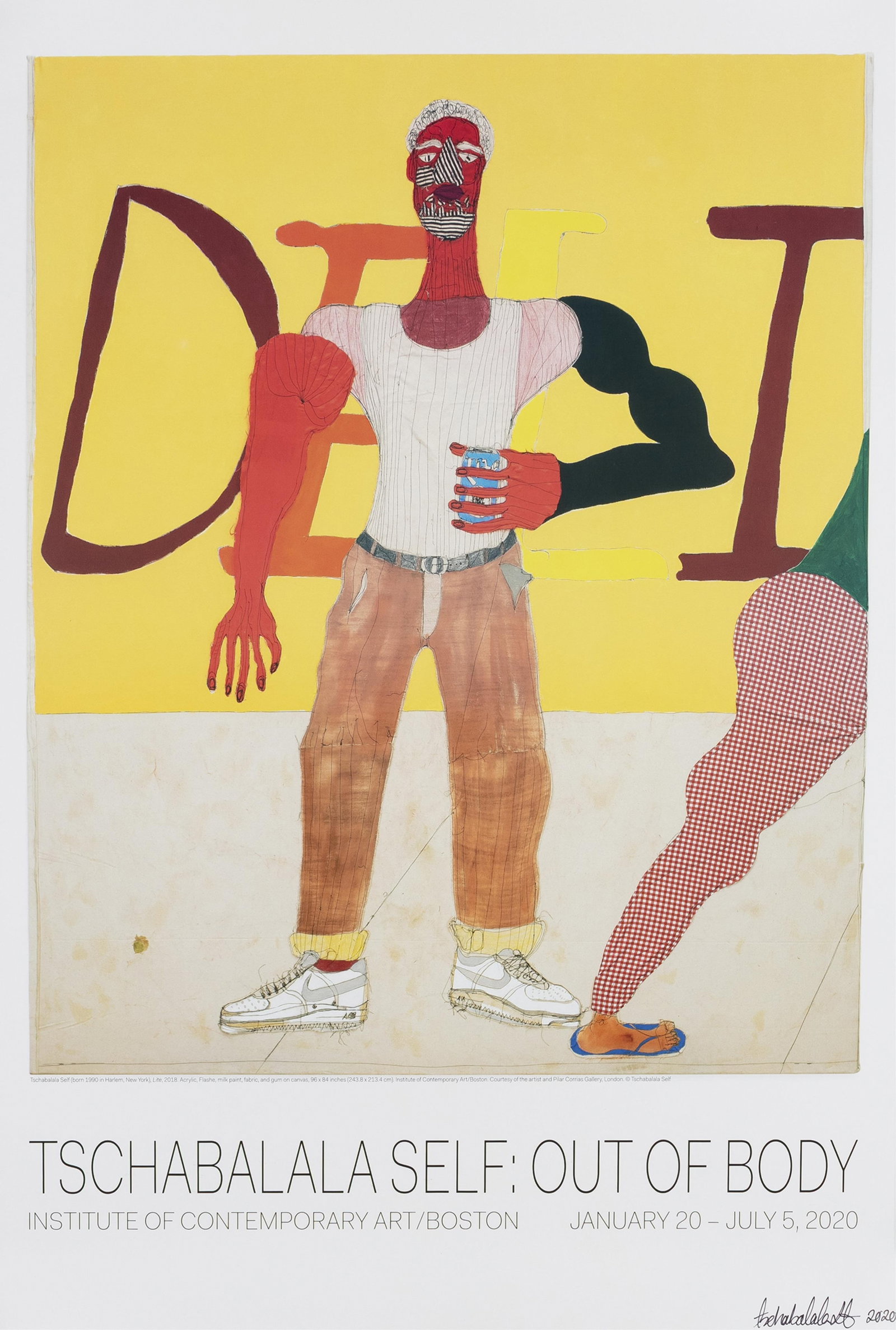 Tschabalala Self, b. 1990, Lite: Tschabalala Self b. 1990 Lite 2020 A signed Exhibition Poster featuring Tschabalala Self's Lite (2018) 24 x 18 inches Hand signed and dated by the artist Printed by Red Sun Press in Jamaica Plain, MA