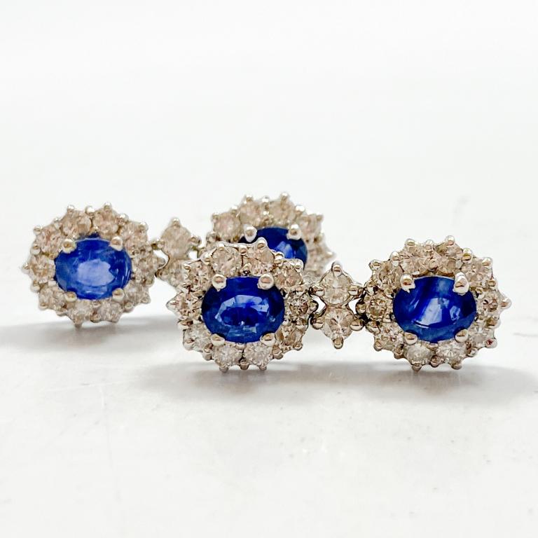 $12k 3 CT Sapphire & Diamond 14 WG Drop Earrings (1 of 6)