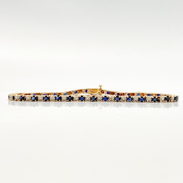 Sapphire & Diamond 14k Yellow Gold Bracelet (1 of 6)