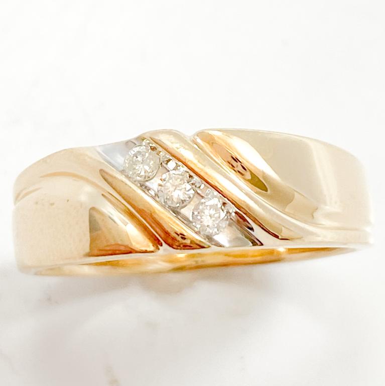 Diamond & 14k Gold Men's Band Ring (1 of 7)