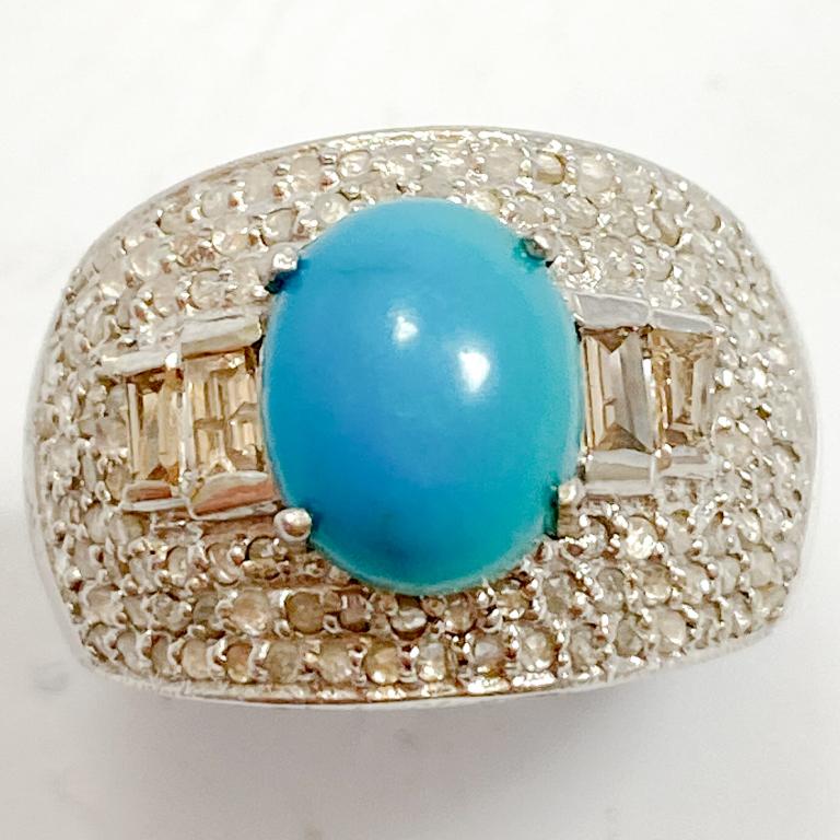 Turquoise & Diamond Wide Band Ring (1 of 7)
