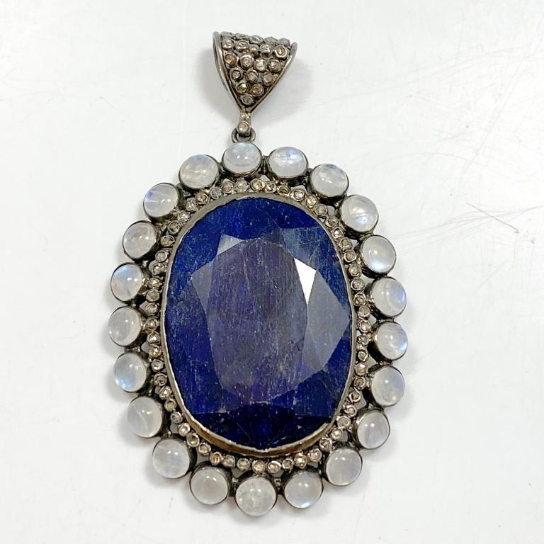 Sapphire, Diamond & Moonstone Pendant (1 of 5)