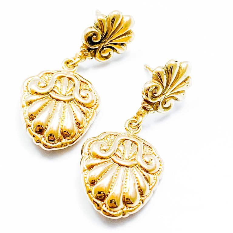 Luxe Italian 18k Gold Scrollwork Earrings (1 of 3)