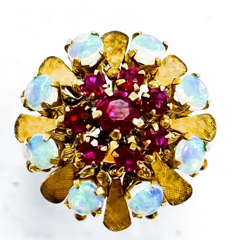Antique Opal & Ruby 14k Gold Ring (1 of 4)