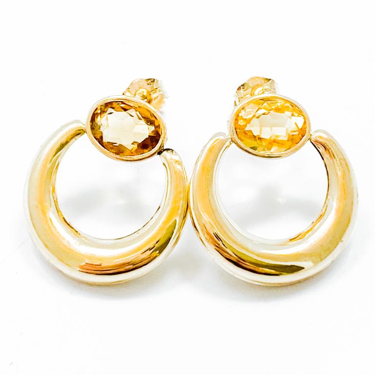 Modern Citrine & 14k Yellow Gold Earrings: Chic, modern earrings feature horizontally set oval cut citrine, bezel set in a clean, contemporary design. 14k yellow gold. Provenance: Fine Jeweler Retail price: $1250 3/4" long 5/8" wide at widest