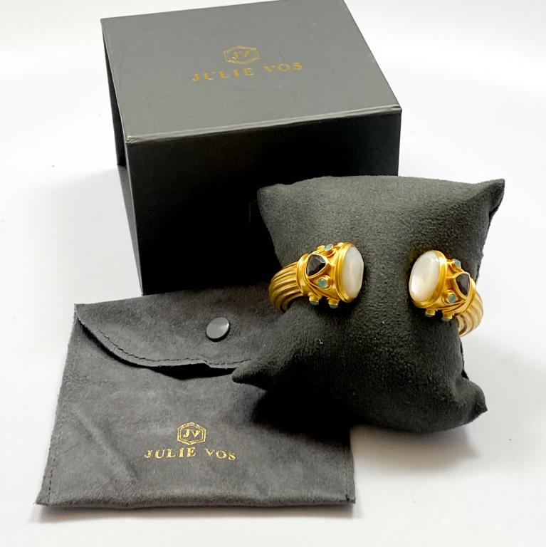 JULIE VOS Labradorite & MOP Gold Byzantine Cuff (1 of 12)