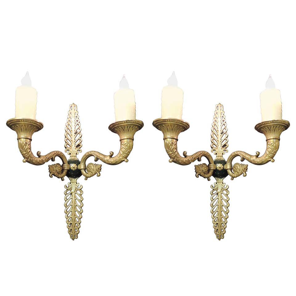 Pair of Late 19th C French Bronze Empire Sconces (1 of 7)