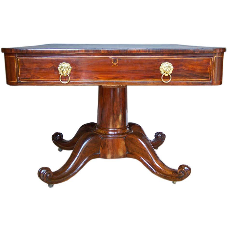 English Regency Rosewood Library Desk / Library Table (1 of 10)