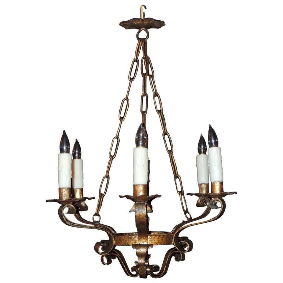 20th C Spanish Gilt Tole Chandelier (1 of 4)