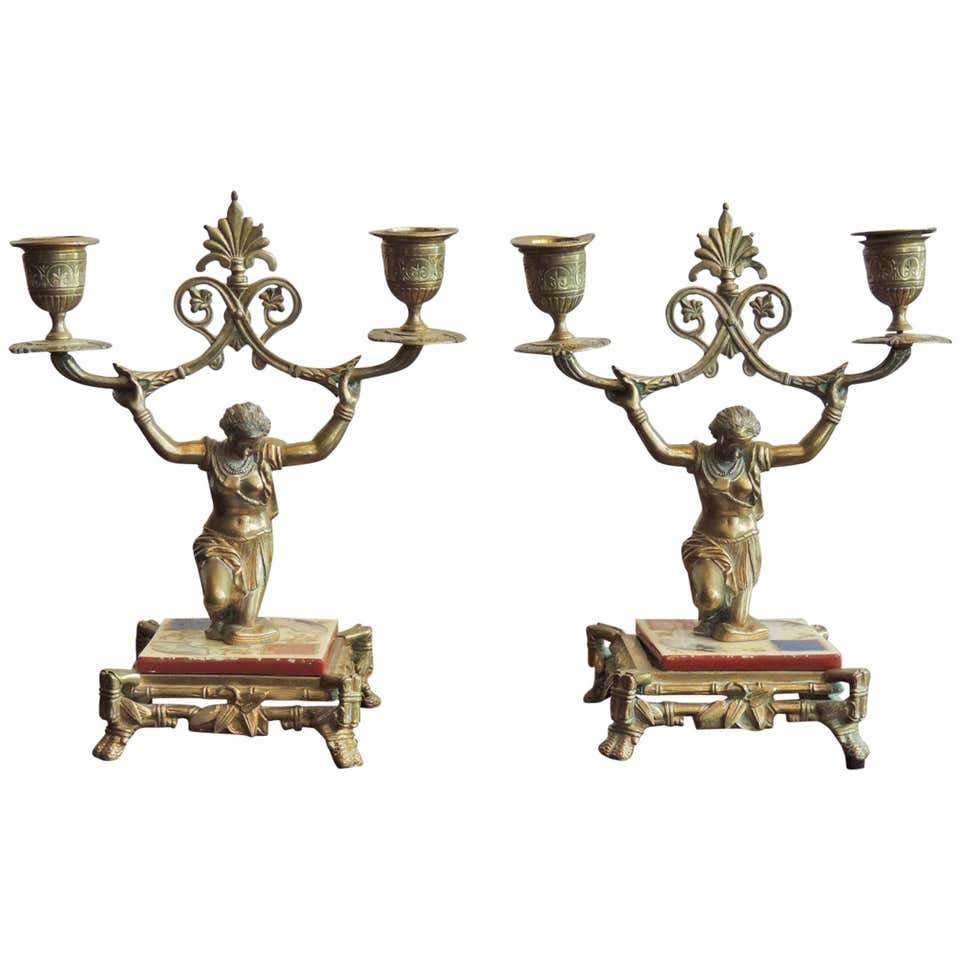 19th C English Regency Bronze Candlesticks (1 of 7)