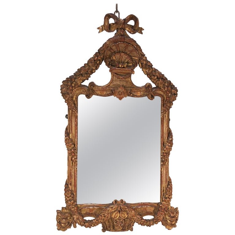 Late 18th C Italian Neoclassical Carved Giltwood Mirror (1 of 8)