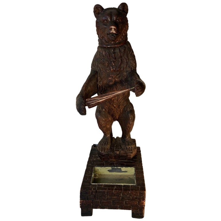 19th Century Walnut Black Forest Bear Umbrella Stand (1 of 6)