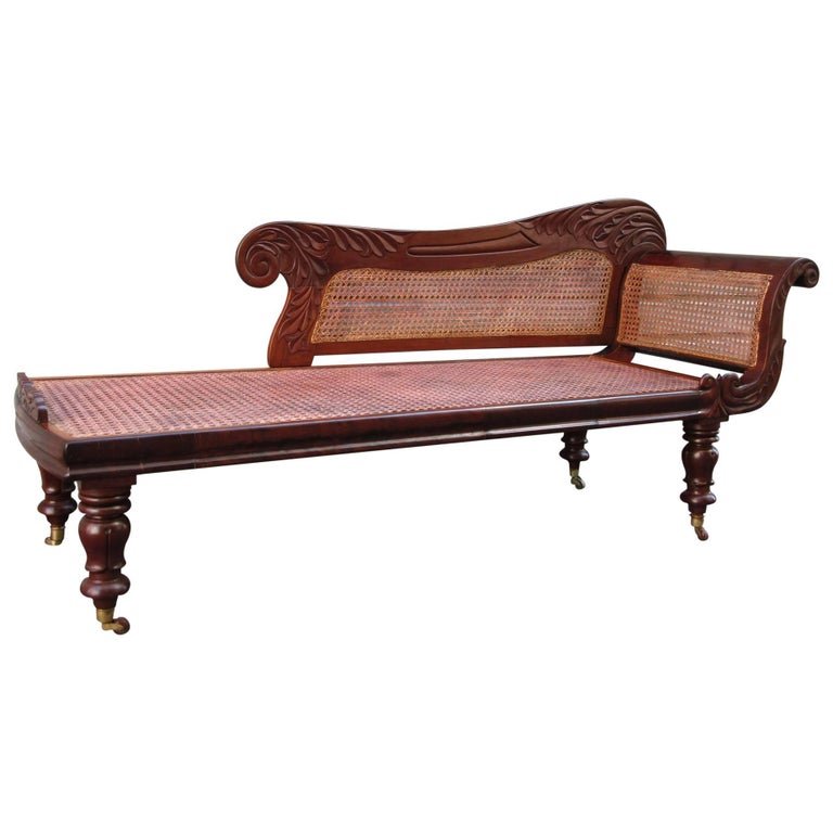19th C West Indies Regency Mahogany and Cane Recamier (1 of 6)